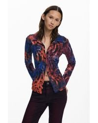 Desigual - T-Shirt Boutonnée Arty, Femme, Noir - Lyst
