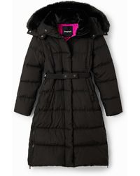 Desigual - Padded Belted Coat, Polyester - Lyst