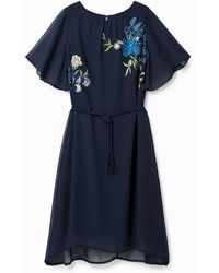 Desigual - Flared Floral Dress - Lyst