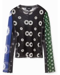Desigual - Geometric Tulle Patchwork T-Shirt, Polyester - Lyst