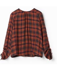 Desigual - Adjustable Sleeve Plaid Blouse, Viscose - Lyst