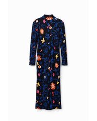 Desigual - Slim Floral Midi Dress, Viscose - Lyst