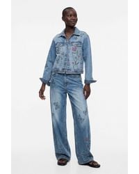 Desigual - Butterfly Wide-Leg Jeans, Cotton - Lyst
