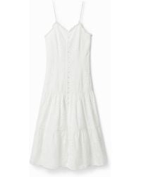 Desigual - Swiss Embroidery Midi Dress, Cotton - Lyst