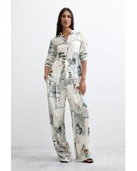 Desigual - Printed Wide-Leg Trousers, Viscose - Lyst