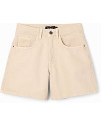 Desigual - Plain Denim Shorts, Cotton - Lyst