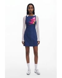 Desigual - Vestido Mini Efecto Denim, Poliester, Azul - Lyst
