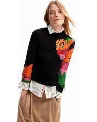 Desigual - Ribbed Floral T-shirt - Lyst