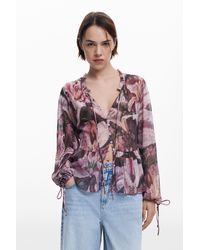 Desigual - Fließende Bluse Mit Lilienmuster - Lyst