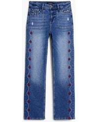 Desigual - Straight Jeans With Border, Cotton - Lyst