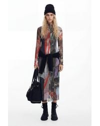 Desigual - Printed Tulle Midi Dress, Polyester - Lyst