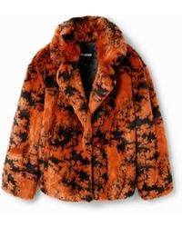 Desigual - Short Fur-Effect Double-Breasted Coat - Lyst