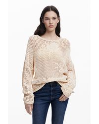 Desigual - Fließender Pullover Mit Lochmuster - Lyst