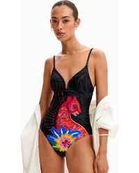 Desigual - Strappy Cat Swimsuit - Lyst