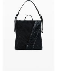 Desigual - Small Corset-Effect Leather Backpack - Lyst