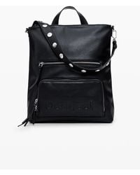 Desigual - Medium Faux Leather Effect Logo Backpack, Polyurethane - Lyst