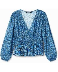 Desigual - Floral Plumetis Blouse, Polyester - Lyst