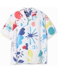 Desigual - Short-Sleeve Shirt With Tropical Leaves, Cotton - Lyst