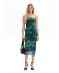 Desigual - Sheath Dress With Cool Floral Print. Polyester - Lyst
