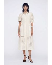 Desigual - Embroidered Midi Shirt Dress, Cotton - Lyst