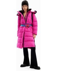 Desigual - Padded Belted Coat, Polyester - Lyst