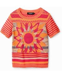 Desigual - Knit Flower T-Shirt - Lyst