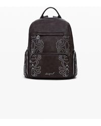 Desigual - Petit Sac À Dos À Poches Avec Clous, Femme, Polyuréthane, Marron - Lyst
