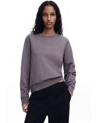Desigual - Sweatshirt With Logo And Rhinestones, Cotton - Lyst