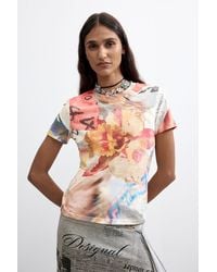 Desigual - Floral Printed T-Shirt, Cotton - Lyst
