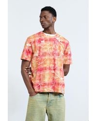 Desigual - T-Shirt Mit Arty-Print, Herren, Baumwolle, Rot - Lyst