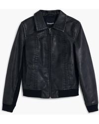 Desigual - Faux Leather Biker Jacket - Lyst