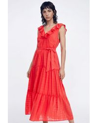 Desigual - Ruffle Midi Dress, Cotton - Lyst