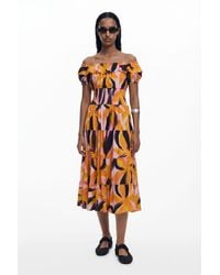Desigual - Bardot Dress With Ruffles, Viscose - Lyst
