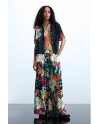 Desigual - Floral Print Trousers, Viscose - Lyst