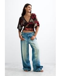 Desigual - Vintage Printed V-Neck T-Shirt, Cotton - Lyst