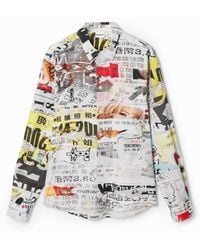 Desigual - Shirt With Japanese Print Design, Cotton - Lyst