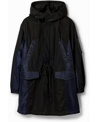 Desigual - Patchwork Hooded Parka, Polyester - Lyst