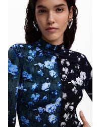 Desigual - Bicolor Floral T-Shirt, Viscose - Lyst