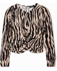 Desigual - Zebra Ruched Blouse, Viscose - Lyst