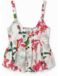 Desigual - Tropical Strap Top, Viscose - Lyst