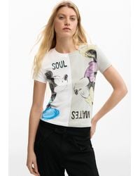 Desigual - Mickey And Minnie Mouse Kiss T-Shirt, Cotton - Lyst