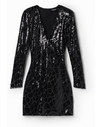 Desigual - Short Sequinned Dress, Polyester - Lyst