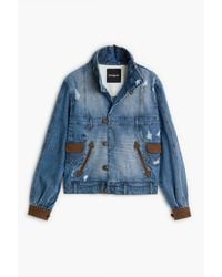 Desigual - Embroidered Denim Jacket, Cotton - Lyst