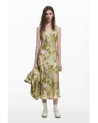 Desigual - Vestido Flores Satinado Collina Strada - Lyst