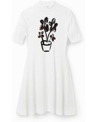 Desigual - Short Plant Skater Dress, Viscose - Lyst