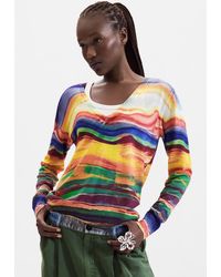 Desigual - Fine Knit Printed Sweater - Lyst