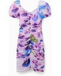 Desigual - M. Christian Lacroix Short Ruched Dress, Polyester - Lyst