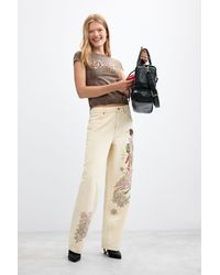 Desigual - Embroidered Balloon Jeans, Cotton - Lyst