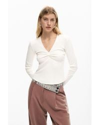 Desigual - Rib Knot T-Shirt, Cotton - Lyst