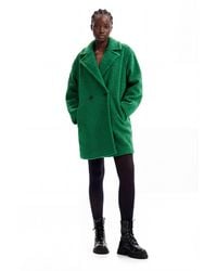 Desigual - Double-Breasted Bouclé Coat, Polyester - Lyst